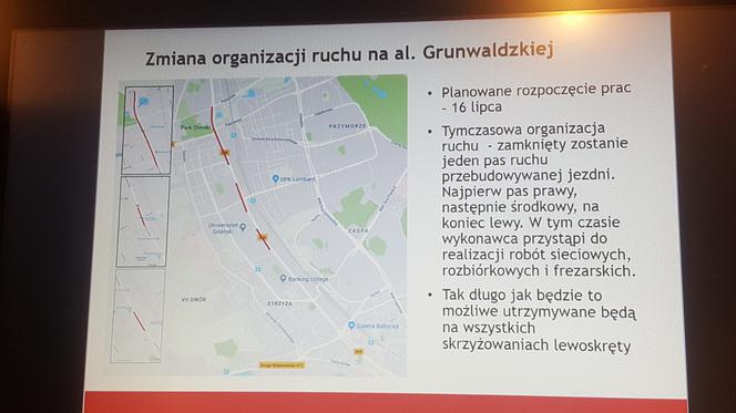 Plan modernizacji odcinków ulicy Grunwaldzkiej w Gdańsku