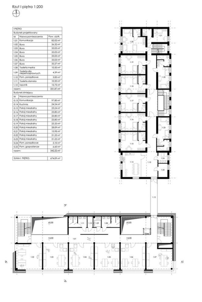 Inkubator przedsiębiorczości w Zdziwóju. Rzut I piętra