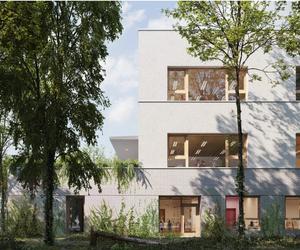 Trwa budowa Centrum Aktywności Międzypokoleniowej na Białołęce według projektu biura Bujnowski Architekci