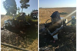Spłonęło auto na drodze między Miłomłynem a Bynowem