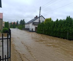 Zagrożenie powodziowe. Głuchołazy. Woda przelała się przez wały. Zalewa miasto