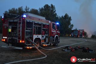 Pożar na Łąkach Nowohuckich w Krakowie