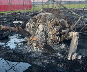 Pożar lądowiska w Świebodzicach. Spłonął cały hangar