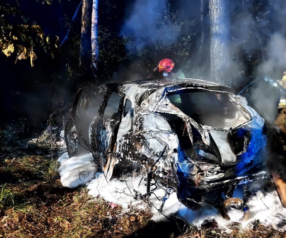 Horror na S1 w Katowicach! Auto wyleciało z drogi i stanęło w płomieniach