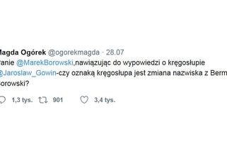 Borowski o Ogórek: to nieszczęsna i głupiutka osoba