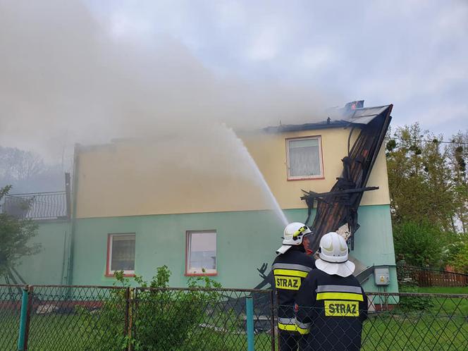 Wielki pożar domu koło Wągrowca