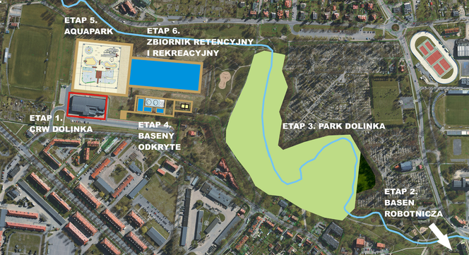 Projekt całego kompleksu otwartych basenów przy Moniuszki w Elblągu