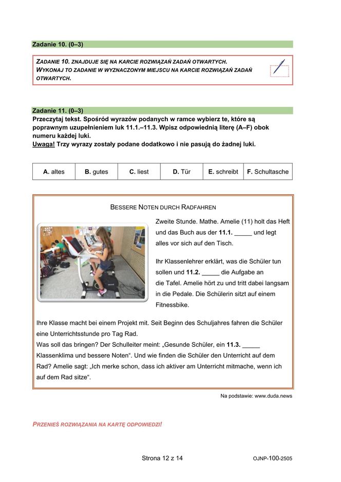 Egzamin ósmoklasisty niemiecki 2025 - arkusz CKE 15.05.2025