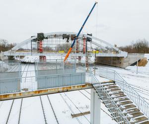 Budowa wiaduktu nad linia kolejową w Sosnowcu