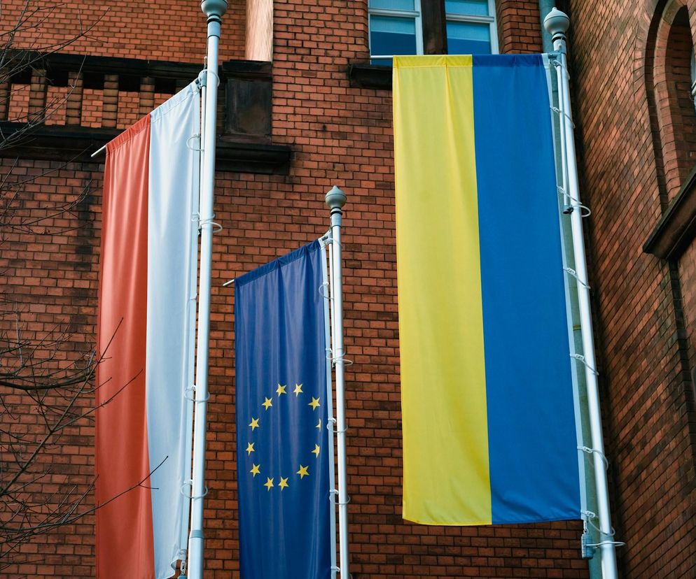 Flagi Polski i Ukrainy