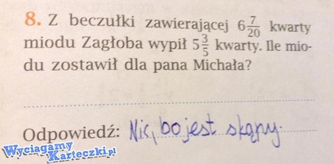 Najlepsze odpowiedzi z kartkówek i sprawdzianów