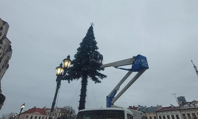  Trwa montaż choinki w Rzeszowie