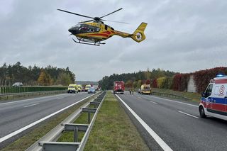 Wypadek busa na S7 pod Grójcem. 11 osób rannych, w akcji śmigłowiec LPR
