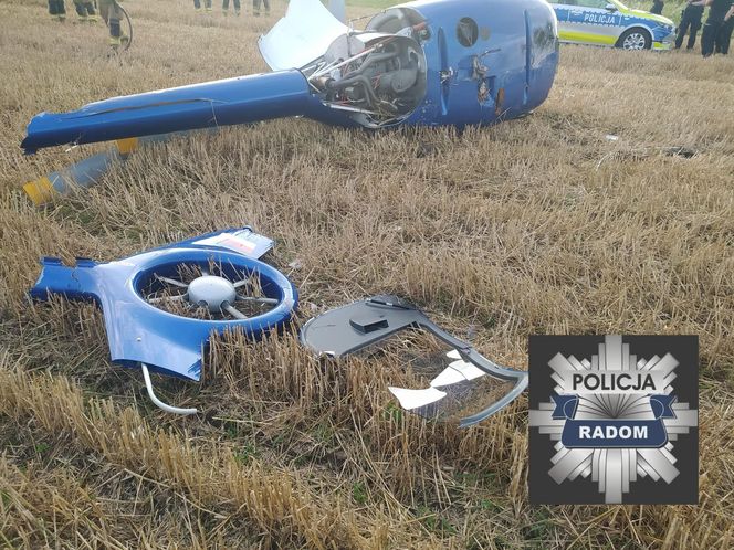 Wypadek śmigłowca na Mazowszu. Dwie osoby trafiły do szpitala