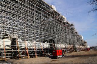 Budowa mostu kolejowego na Odrze po stronie niemieckiej w miejscowości Kietz