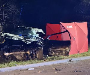 Tragiczny wypadek w Woli Mrokowskiej. Audi uderzyło w betonowe ogrodzenie. Zginął młody kierowca