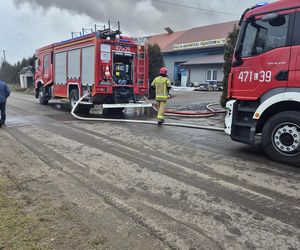 Kilkanaście wozów strażackich gasiło pożar miejscowości Kalinowy Dół 