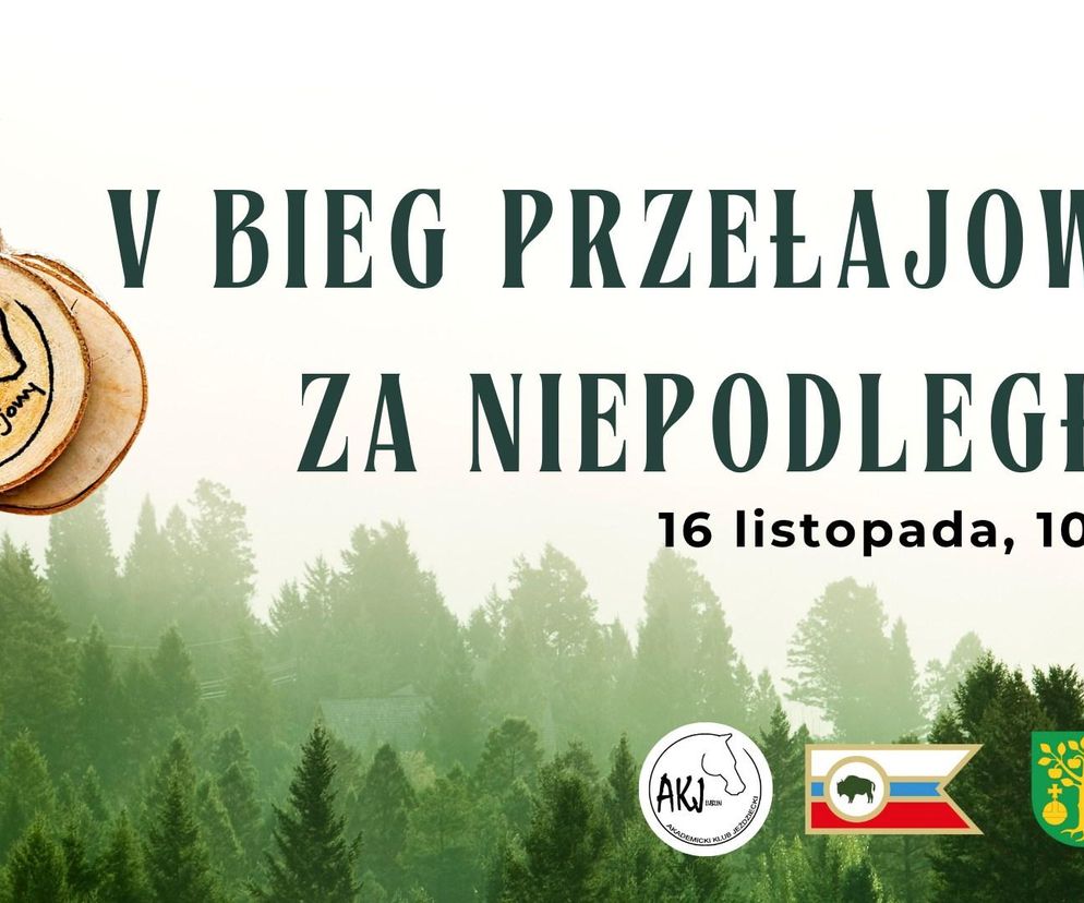 Plakat zapowiadający V Bieg Przełajowy Za Niepodległą