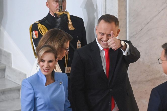 Marta Nawrocka cała na niebiesko zachwyciła w Sejmie  