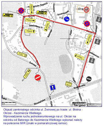 Mapa objazu ul. Żwirowej.