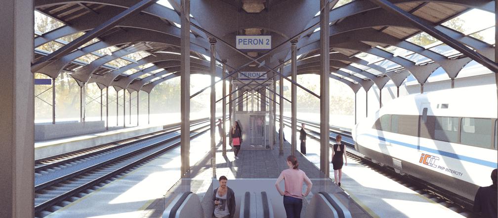 Stacja Białystok - wizualizacja poglądowa peronu po przebudowie.
