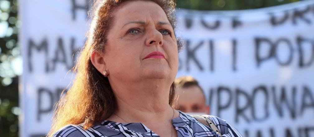 Renata Beger na proteście rolników przed siedzibą Prawa i Sprawiedliwości w Warszawie