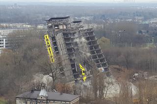 Wyburzanie Szkieletora w Sosnowcu