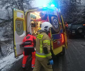 Sopotnia Mała: Na parę jadącą motorowerem spadło drzewo. Trafili do szpitala 