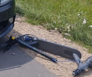 11-latek jadący hulajnogą zderzył sie z samochodem w Popławach