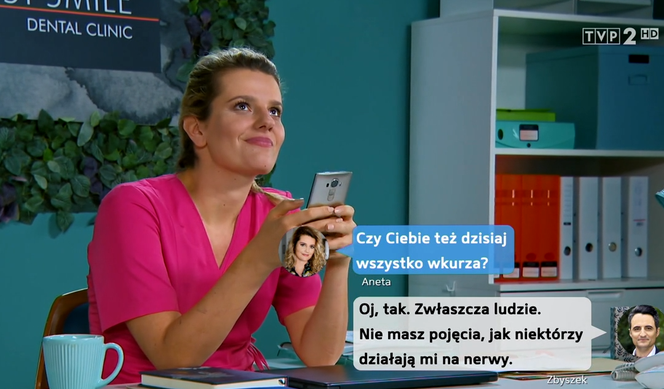 Barwy szczęścia 2295, Aneta (Zofia Zborowska), Stawicki (Piotr Borowski)