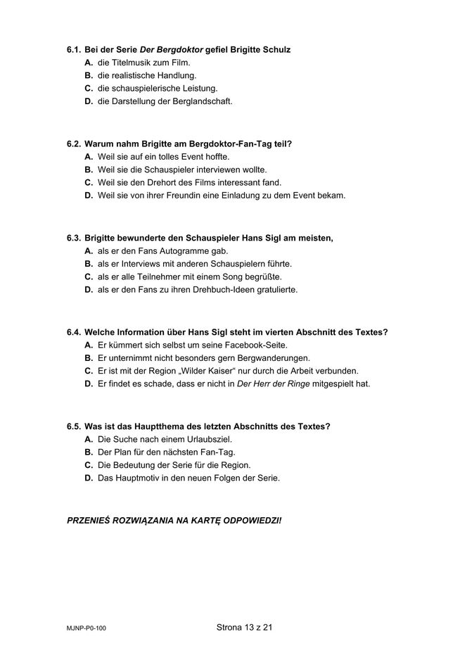 Matura 2025: niemiecki 7.05.2025. Arkusze CKE i odpowiedzi. Poziom podstawowy [Formuła 2023]	