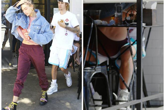 Justin Bieber i Hailey Baldwin obściskiwali się na lunchu