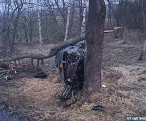 Świętokrzyskie: 40-latek zasnął za kierownicą. Długą podróż zakończył na drzewie