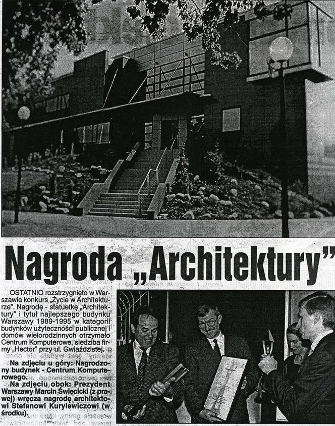 Nagroda „Architektury”,  „Kurier Szczeciński”  nr 12/1996, 17.01.1996