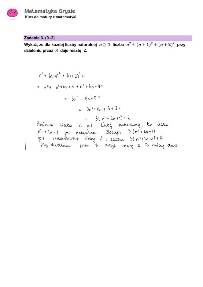 Matura z matematyki 2024 - ODPOWIEDŹ - ZADANIE 3