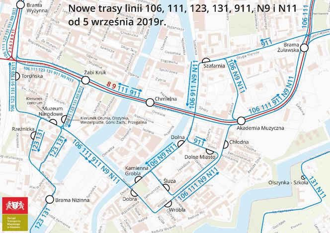 Trasy autobusów - Toruńska (Gdańsk)