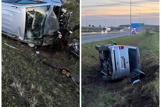Koszmar na ekspresówce. Bus z czworgiem dzieci w rowie