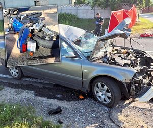 Śmiertelny wypadek pod Radomskiem. Osobówka zderzyła się z motocyklistami [ZDJĘCIA]