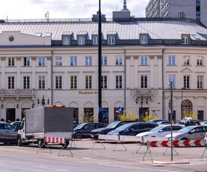 Prace przy zazielenianiu pl. Bankowego w Warszawie