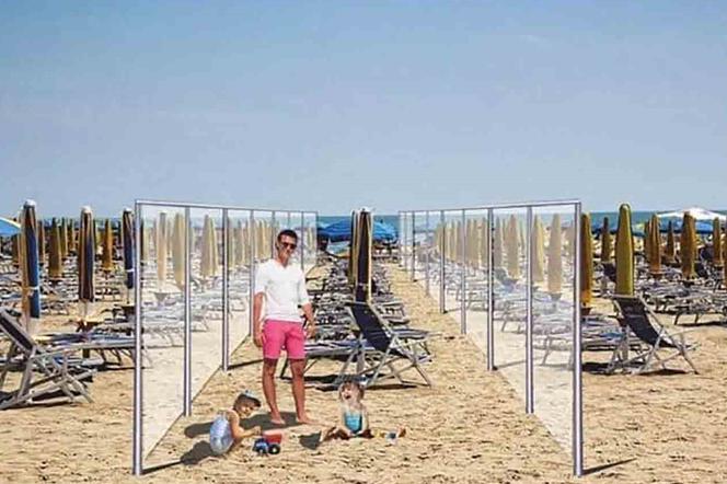 Parawany z pleksi na włoskich plażach