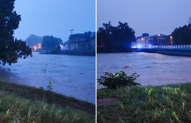 Nysa, zamknięty most Józefa Bema, rwący nurt Nysy Klodzkiej