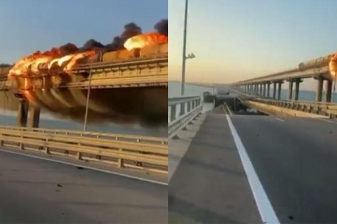 Ogień na Moście Krymskim. Pożar wybuchł na rosyjskiej przeprawie