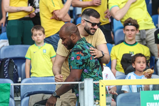 Kibice na meczu gwiazd Polska - Brazylia na Stadionie Śląskim