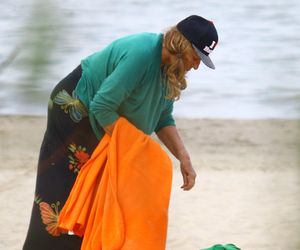 Agnieszka Fitkau-Perepeczko na plaży w Sopocie