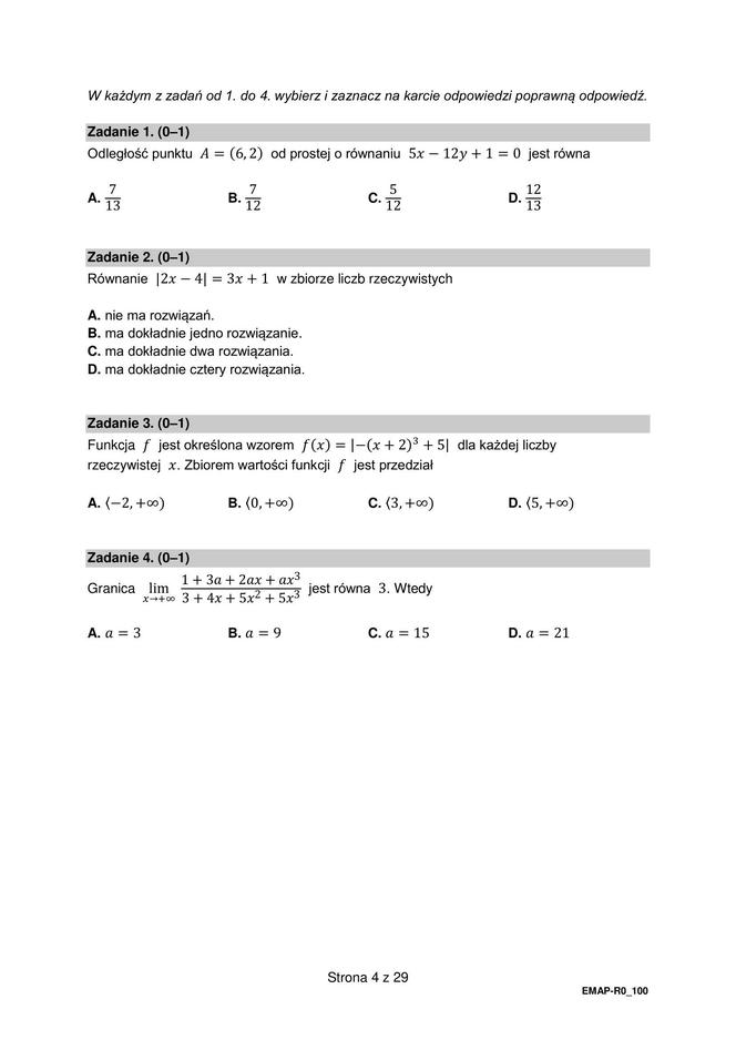 Matura matematyka poziom rozszerzony 2024 