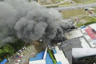 Gigantyczny pożar fabryki! 150 strażaków w akcji – jeden został ranny