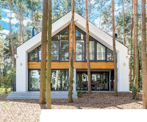 Deski z afrykańskich drzew okoume i kominek-majstersztyk. A wszystko to w jednym kawałku pod Poznaniem