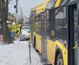 Wypadek autobusu. Staranował przystanek