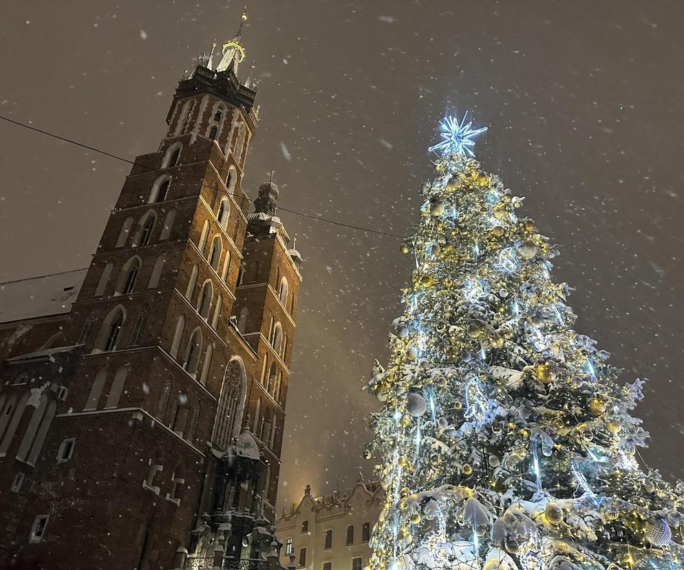 Choinka rozbłysła na Rynku Głównym. Tak wygląda Kraków w zimowej scenerii! 