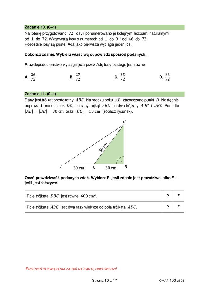 Egzamin ósmoklasisty 2025 - matematyka